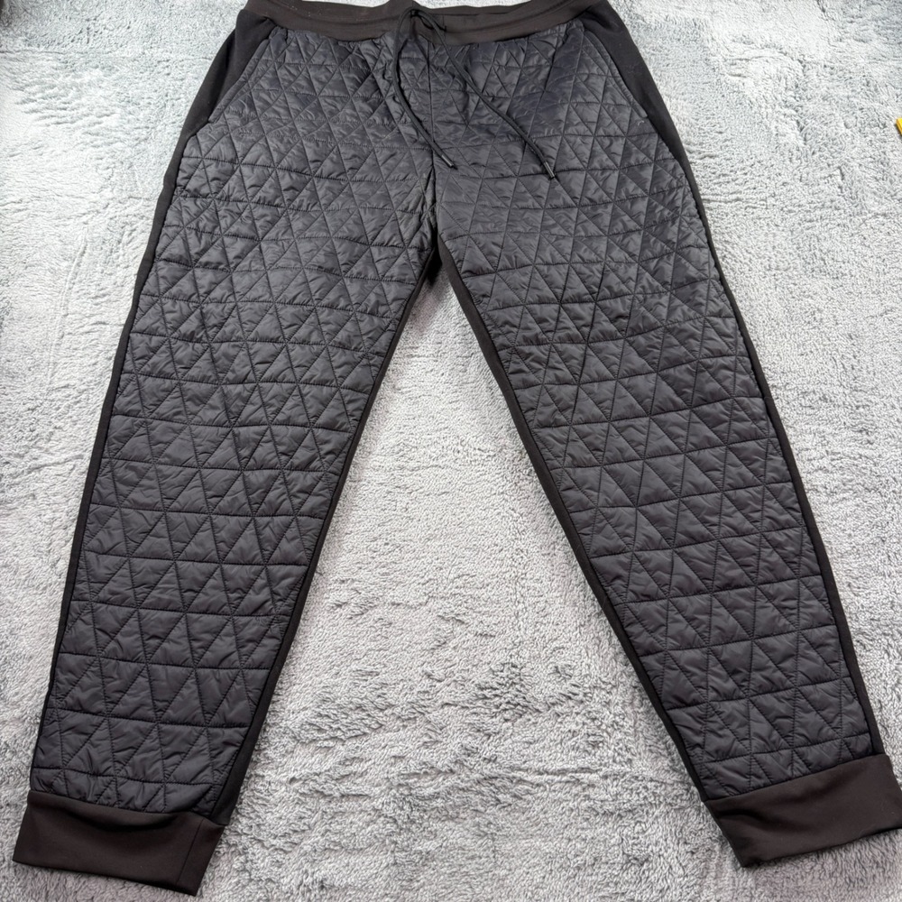 Athleta Quilted Hybrid Jogger Pants Black Size 16 Mixed Media Activewear